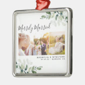 Eucalyptus foto bruiloft Passen getrouwd Keepsake Metalen Ornament (Links)