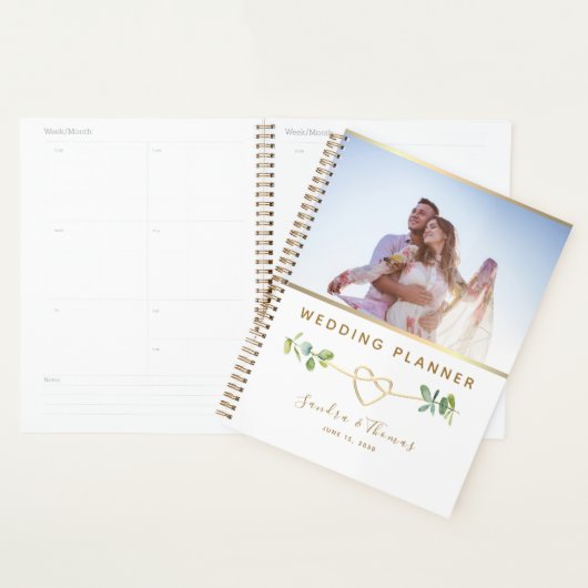 Eucalyptus foto bruiloft planner met aangepaste na (Display)