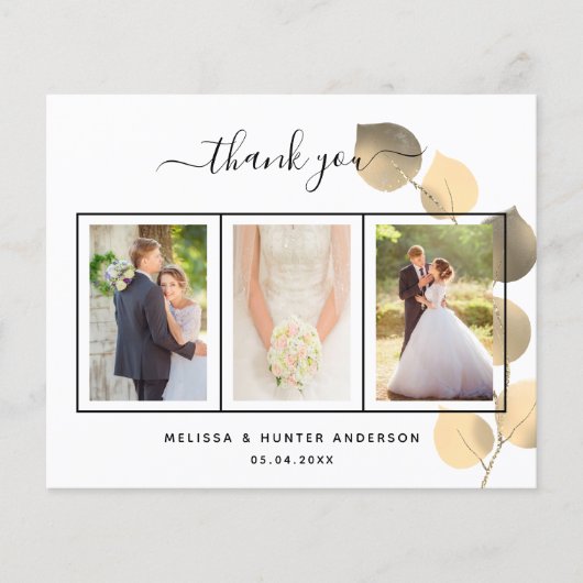 Eucalyptus foto budget bruiloft dank u kaart (Voorkant)