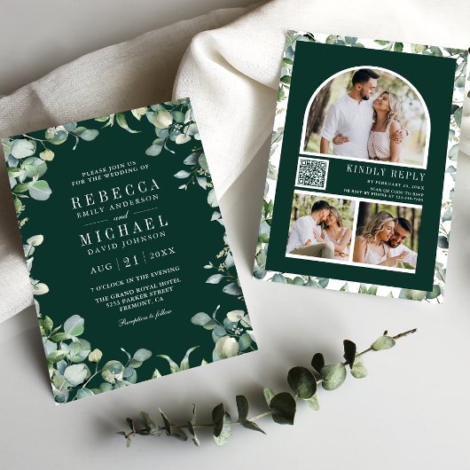 Eucalyptus Foto Collage QR Code Smaragdgroene Huwe Kaart