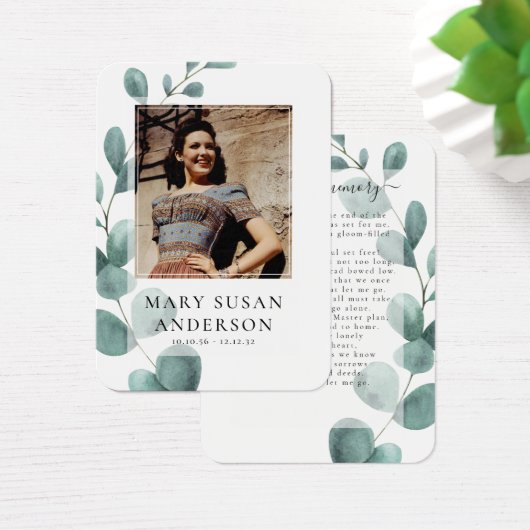Eucalyptus Foto Funeral Memorial Poem Kaart (Bureau)