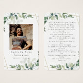 Eucalyptus Foto Funeral Memorial Prayer Kaart (Voorkant /achterkant)