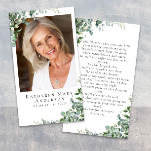 Eucalyptus Foto Funeral Memorial Prayer Kaart