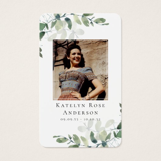 Eucalyptus Foto Funeral Memorial Prayer Kaart (Voorkant)