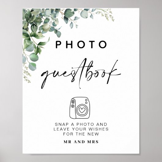 Eucalyptus Foto Gastenboek | Modern huwelijksteken Poster (Voorkant)