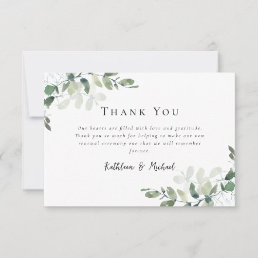 Eucalyptus foto gelofte vernieuwing bedankkaart (Voorkant)