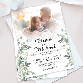 Eucalyptus FOTO Greenery Geometric Wedding Kaart
