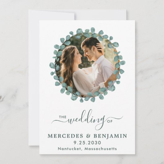 Eucalyptus Foto Greenery QR Code Weddenschap Kaart (Voorkant)