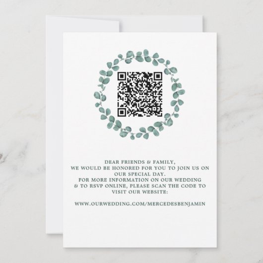Eucalyptus Foto Greenery QR Code Weddenschap Kaart (Achterkant)