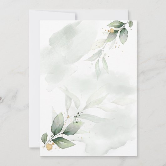 Eucalyptus foto groen modern elegant bruiloft save the date (Achterkant)