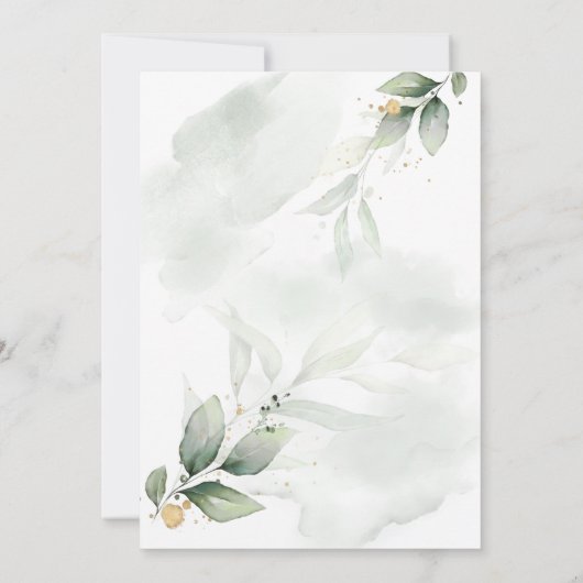 Eucalyptus foto groen modern elegant bruiloft spar save the date (Achterkant)
