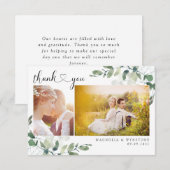 Eucalyptus Foto Heart Modern Wedding Bedankkaart (Voorkant / Achterkant)