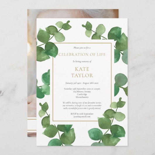 Eucalyptus Foto Herdenking van het Leven Kaart (Voorkant / Achterkant)