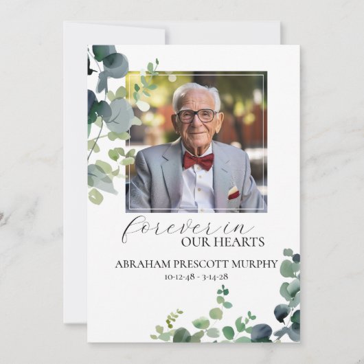 Eucalyptus Foto Memorial begrafenisprogramma Kaart (Voorkant)