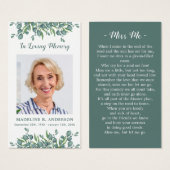 Eucalyptus Foto Memorial Funeral Prayer Kaart (Voorkant /achterkant)