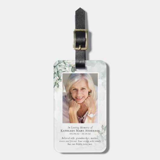 Eucalyptus Foto Memorial Gebed Bagagelabel (Voorkant verticaal)