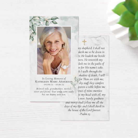 Eucalyptus Foto Memorial Prayer Kaart (Bureau)