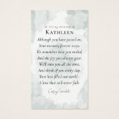 Eucalyptus Foto Memorial Prayer Kaart (Achterkant)