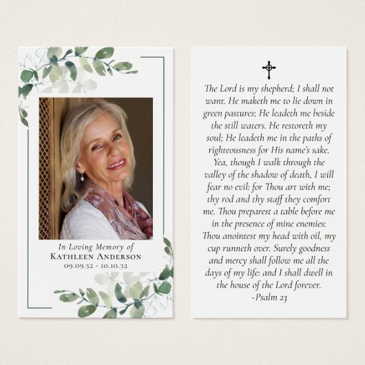 Eucalyptus Foto Memorial Prayer Kaart (Voorkant /achterkant)