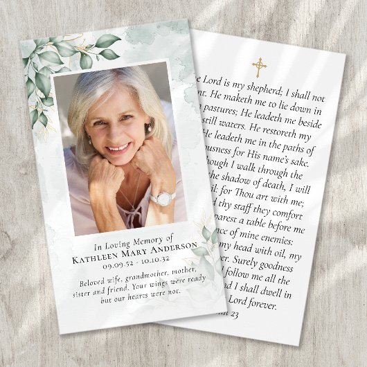 Eucalyptus Foto Memorial Prayer Kaart