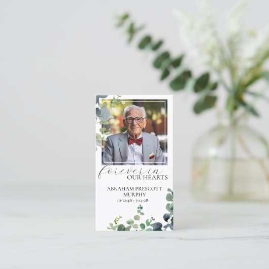 Eucalyptus Foto Memorial Prayer Kaart Visitekaartje (Staand voorkant)