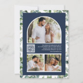 Eucalyptus Foto QR Code Marineblauwe Trouwdag Save The Date (Achterkant)