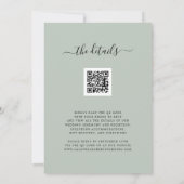 Eucalyptus Foto QR Code RSVP Sage Weddenschap Kaart (Achterkant)