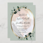 Eucalyptus Foto QR Code RSVP Sage Weddenschap Kaart (Voorkant / Achterkant)