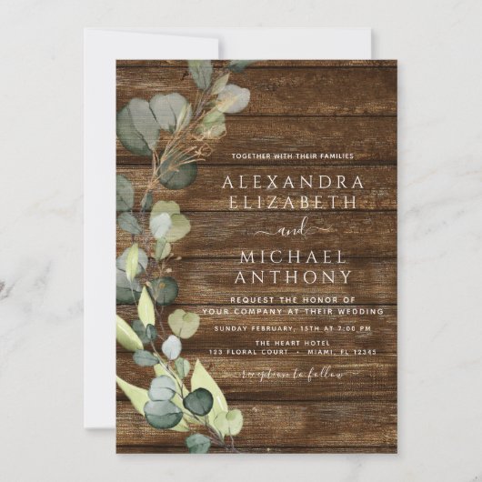 Eucalyptus Foto Rustic Country Wedding Kaart (Voorkant)