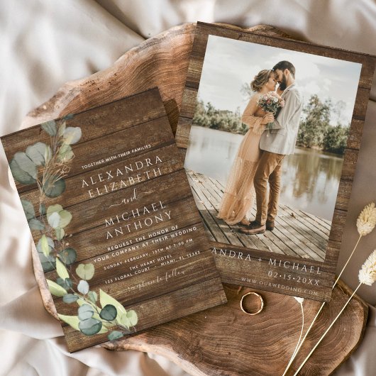 Eucalyptus Foto Rustic Country Wedding Kaart