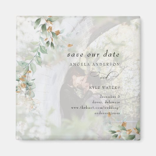 Eucalyptus Foto Save the Date Magneet (Voorkant)