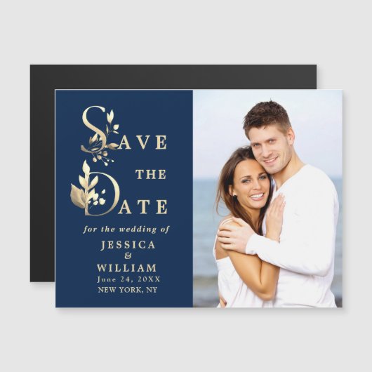 Eucalyptus FOTO Save the Date Magnetic Card (Voorkant / Achterkant)