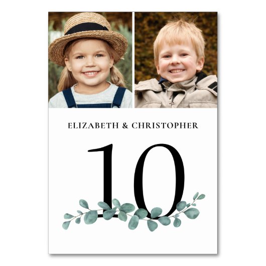 Eucalyptus Foto Trouw Tafel Nummer Teken Kaart (Achterkant)