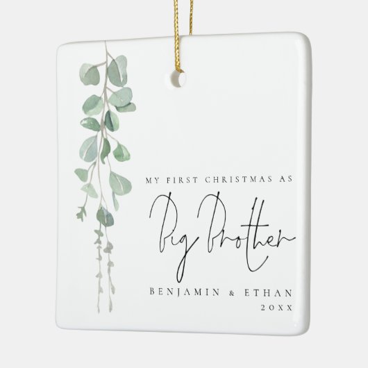 Eucalyptus Foto voor eerste kerstdag Big Brother Keramisch Ornament (Links)