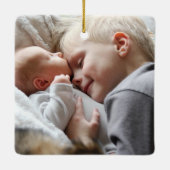 Eucalyptus Foto voor eerste kerstdag Big Brother Keramisch Ornament (Achterkant)