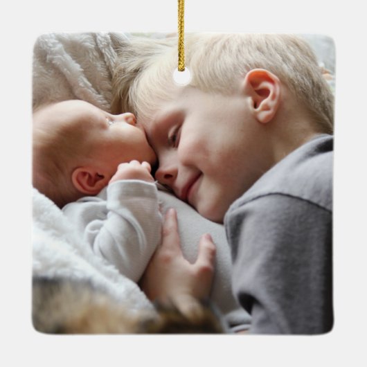 Eucalyptus Foto voor eerste kerstdag Big Brother Keramisch Ornament (Achterkant)