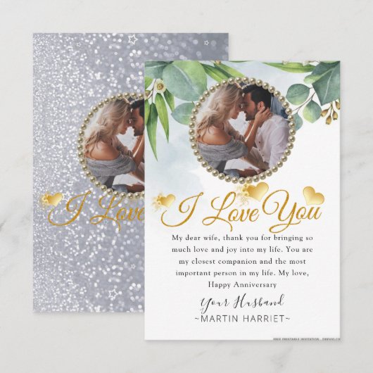 Eucalyptus Foto Wife Jubileum Kaart (Voorkant / Achterkant)