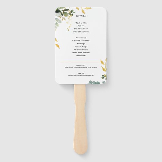 Eucalyptus FOTOBRUILOFTPROGRAMMA  Groene PAPER Handwaaier (Achterkant)