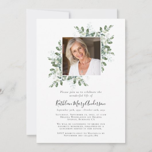 Eucalyptus Fotocering van het levensmonument Kaart (Voorkant)