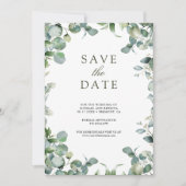 Eucalyptus Fotocollage QR-code Trouwen Save The Date (Voorkant)