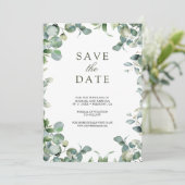 Eucalyptus Fotocollage QR-code Trouwen Save The Date (Staand voorkant)
