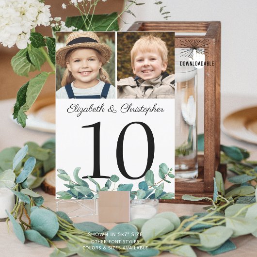 Eucalyptus Foto's Trouwtafel Nummer Teken Kaart