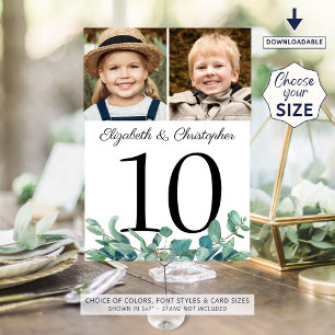 Eucalyptus Foto's Trouwtafel Nummer Teken Kaart