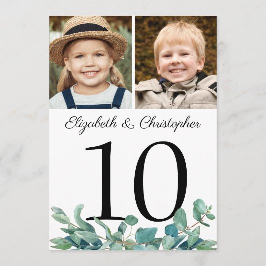 Eucalyptus Foto's Trouwtafel Nummer Teken Kaart (Achterkant)