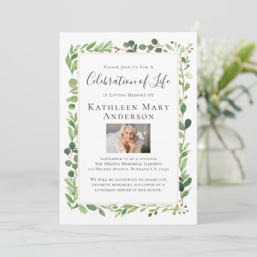 Eucalyptus Foto's Uitnodiging voor het leven (Staand voorkant)