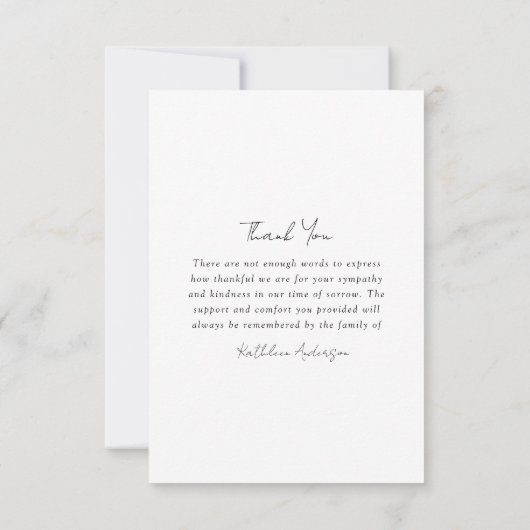 Eucalyptus Fotosympathie begrafenis Bedankkaart (Achterkant)