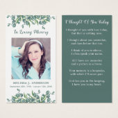 Eucalyptus Fotosympathie Funeral Prayer Kaart (Voorkant /achterkant)