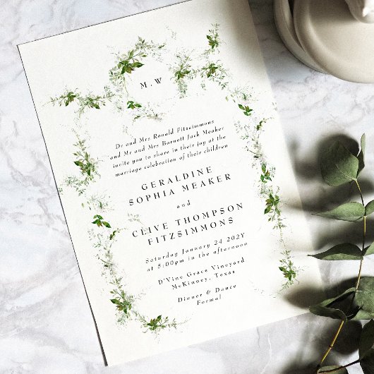 Eucalyptus Framed Wreath | Tweevoudig Monogram huw Kaart