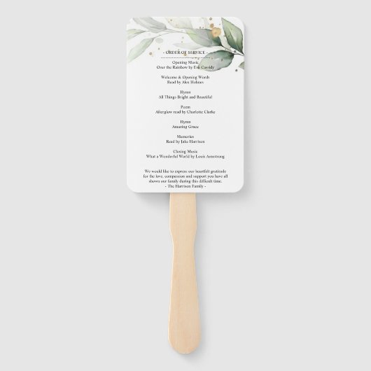 Eucalyptus Funeral Celebration of Life Hand Fan Handwaaier (Achterkant)