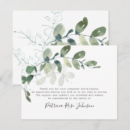 Eucalyptus Funeral Memorial Bedankt (Voorkant / Achterkant)